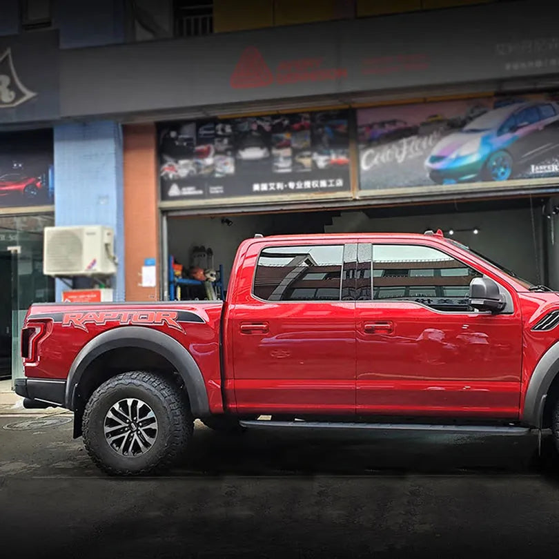 Black & Red Bedside Trunk Letter Graphics Decal for Ford F-150 Raptor (2015–2019) | Modified Vinyl Sticker