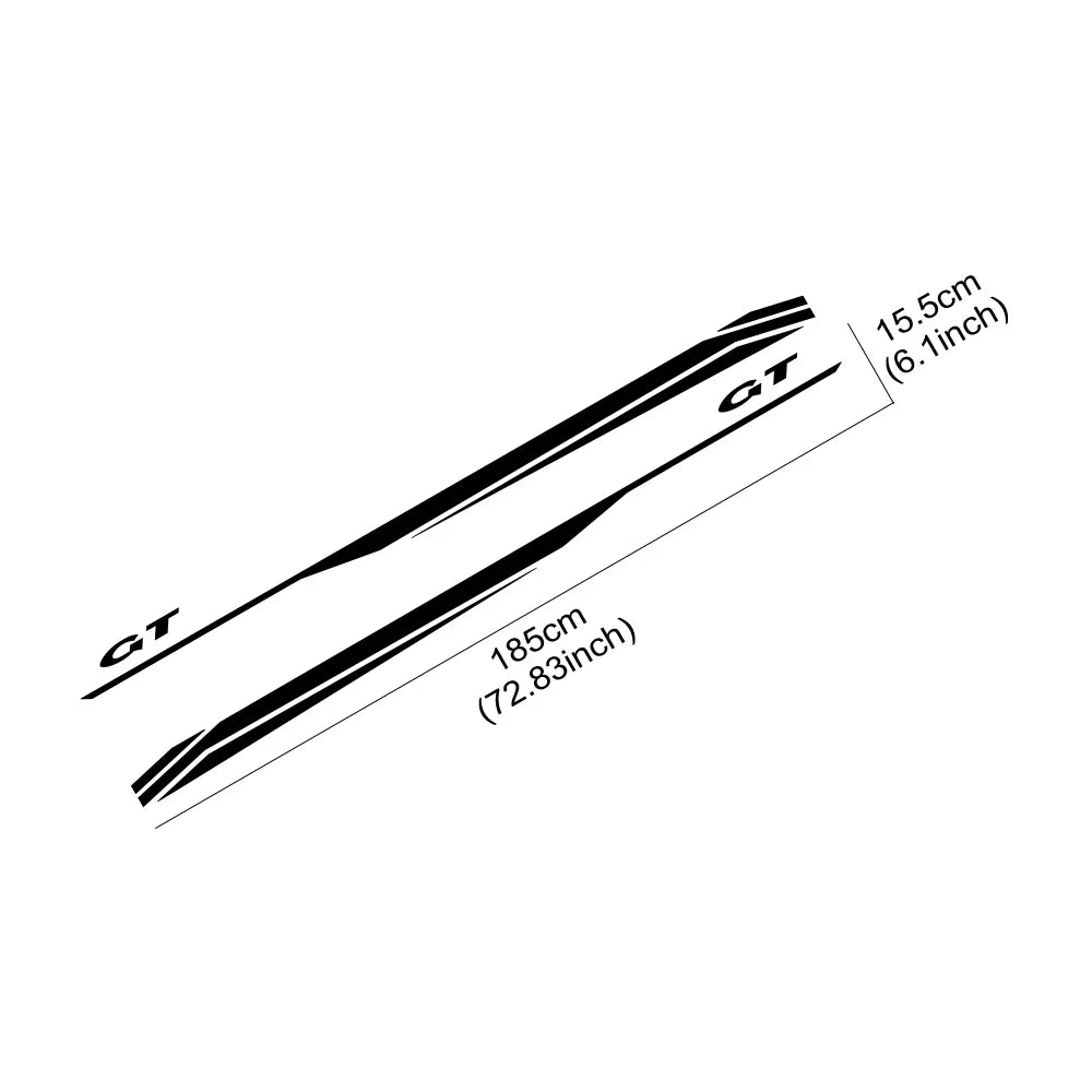 Door Side Graphic Stripe Decal for Ford Mustang GT 350 / 500 / GT4 / GT5 | Color Change Vinyl