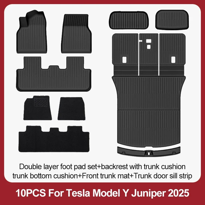 TPE Floor Mats & Luggage Mat for Tesla Model Y Juniper Premium / Performance (2025+) | All-Weather Set
