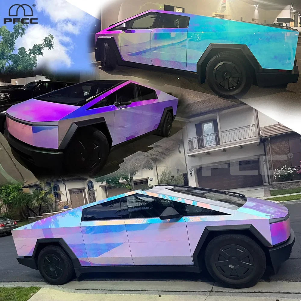 Precut Color Change PPF for Tesla Cybertruck (2024–2026) | DIY Black & Glacier Blue PET Film
