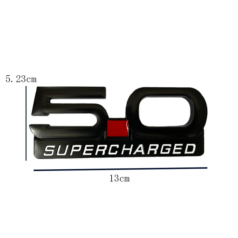 3D Metal 5.0 Supercharged Fender & Trunk Badge | Ford Mustang Styling Emblem
