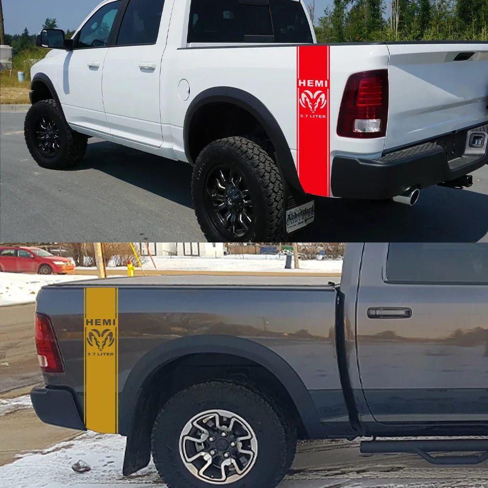 Back Door & Side Decal for Dodge RAM 1500 / 2500 HEMI Rebel 5.7L | Custom Vinyl Truck Sticker