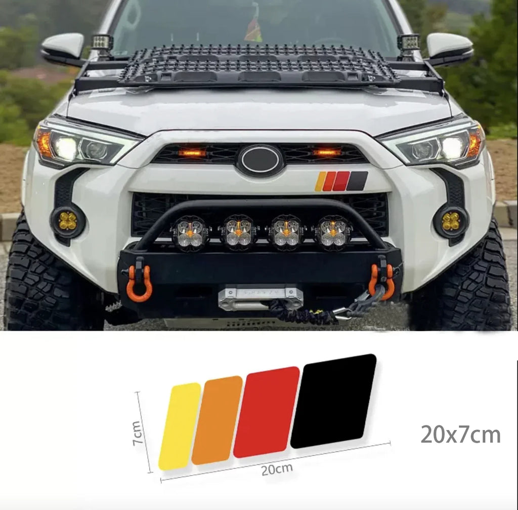 Retro Tri-Color Sunset Stripe Decal for Toyota 4Runner (2009–2024) | Fender, Hood, Trunk & Grille Vinyl