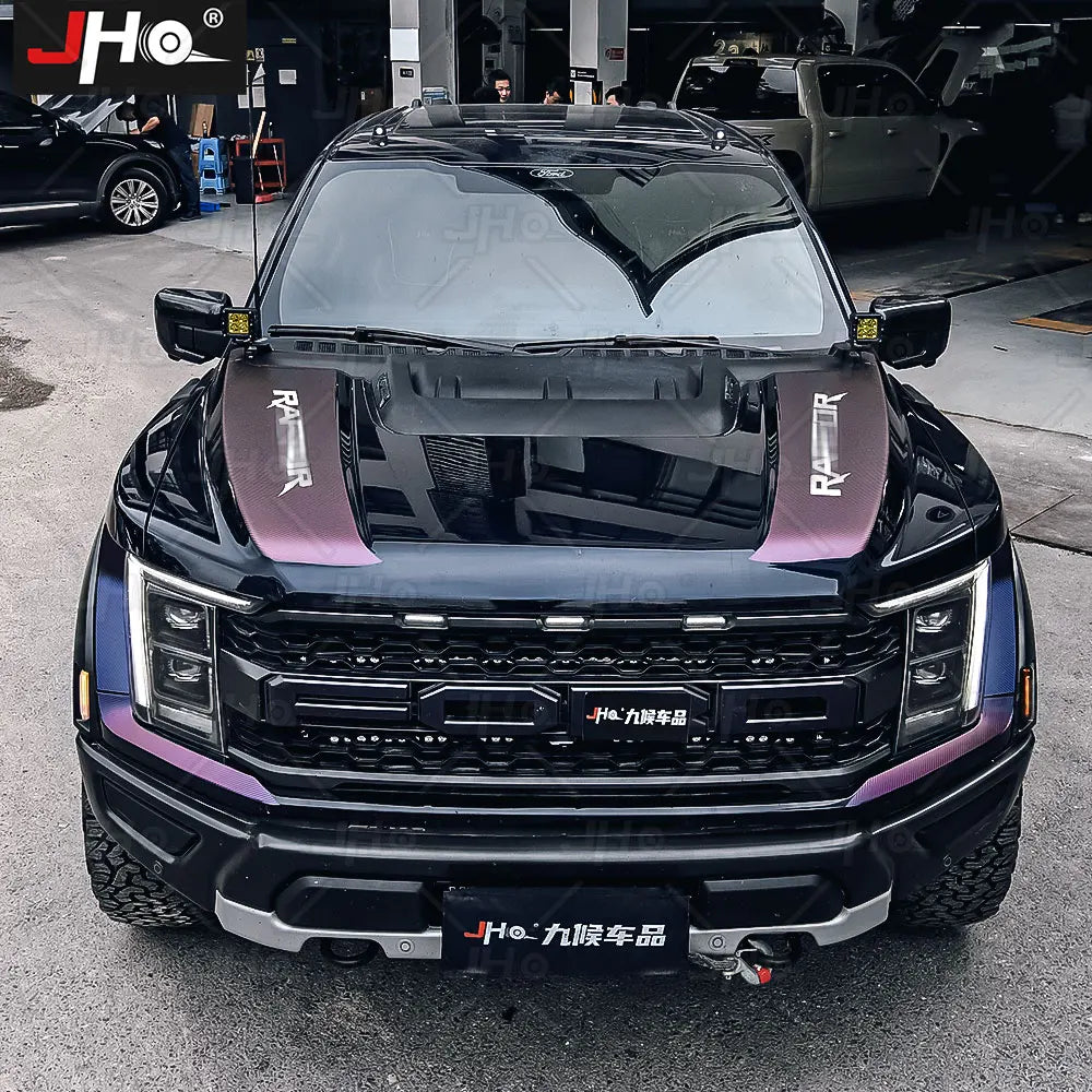 JHO Carbon Grain Front Bonnet & Side Hood Stripe for Ford F-150 Raptor | Engine Vinyl