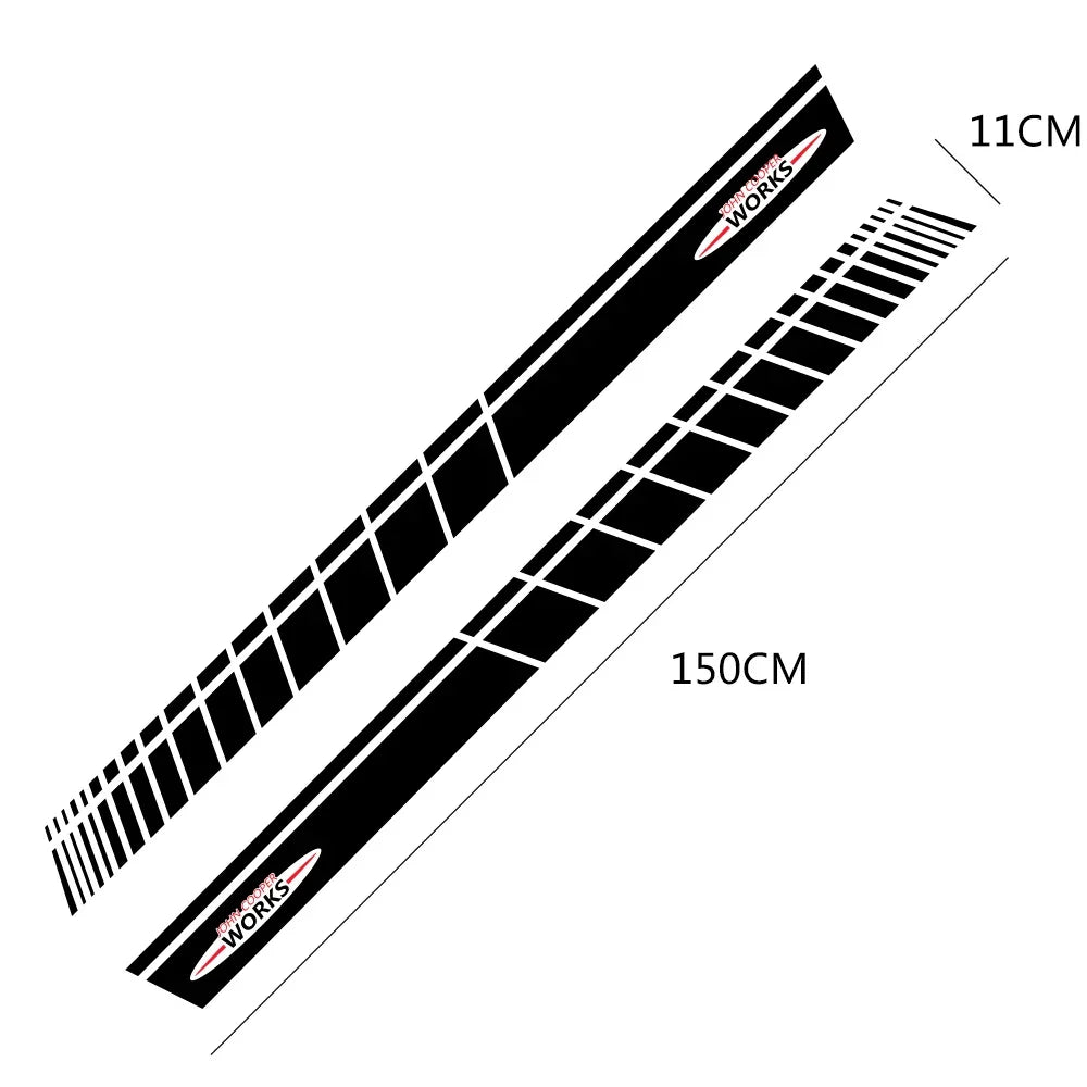 JCW Door Side Skirt Stripe Decal for Mini Cooper | 2-Piece Vinyl Decoration Kit