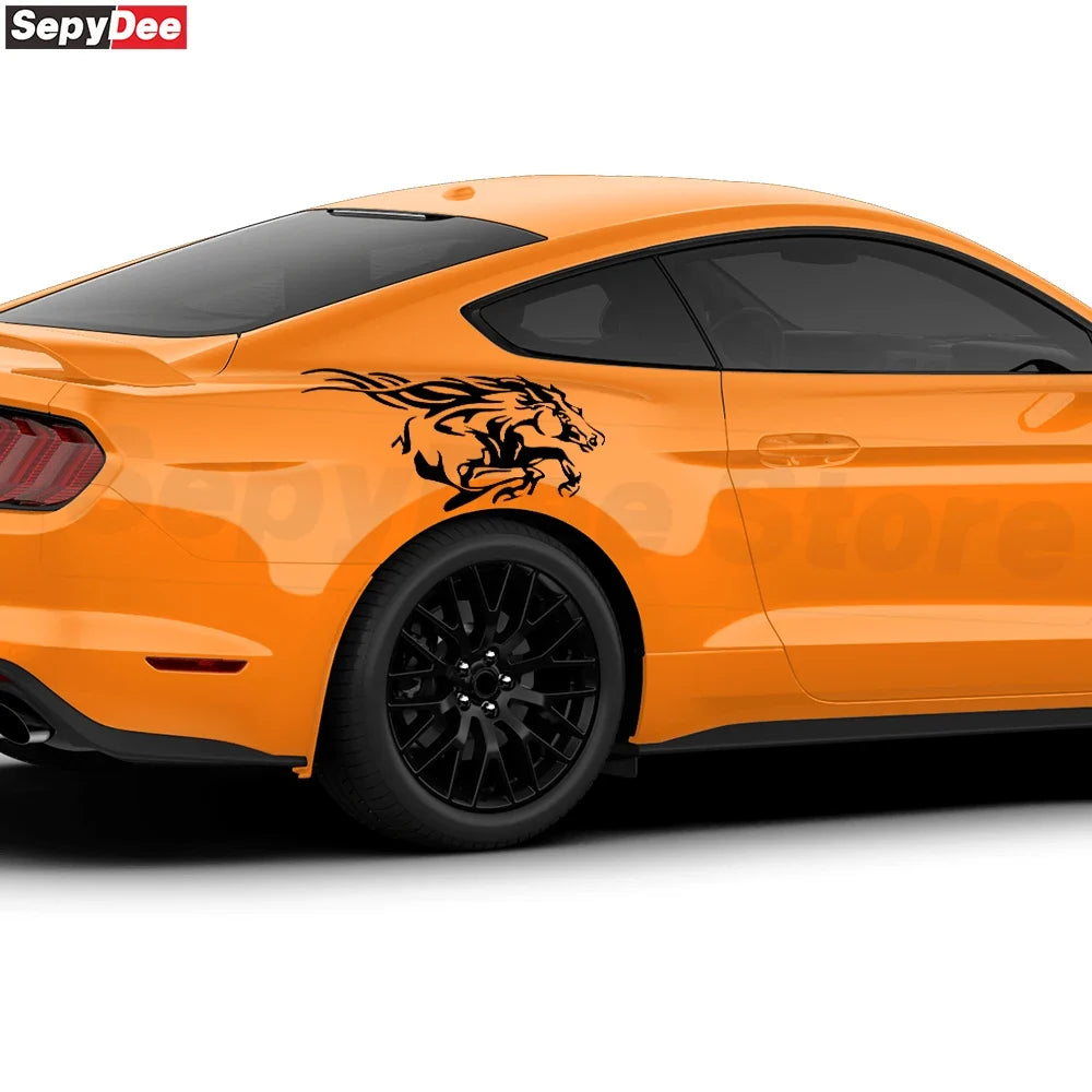 Running Horse Side & Rear Fender Decal | 2-Piece Vinyl for Mustang, Challenger, Porsche & Ford
