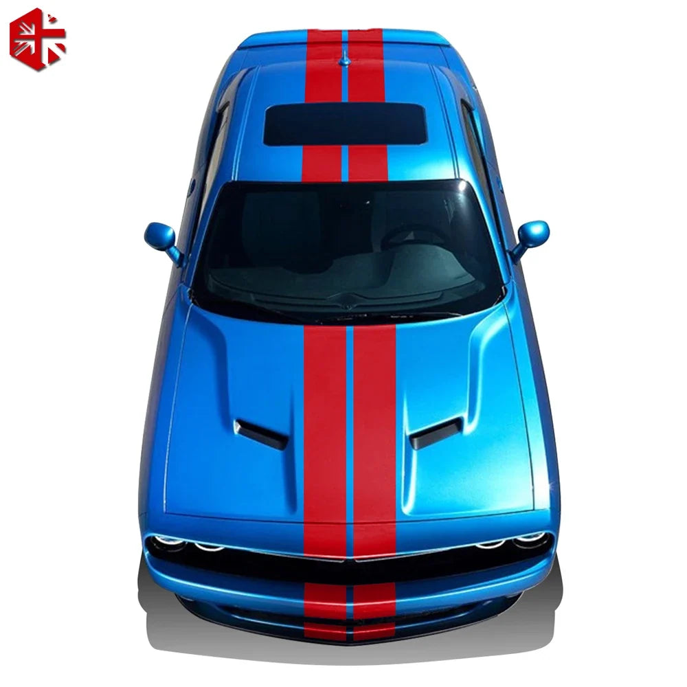 Front-to-Rear Racing Stripe Body Decal Kit | Hood, Roof, Trunk & Bonnet Vinyl Graphics