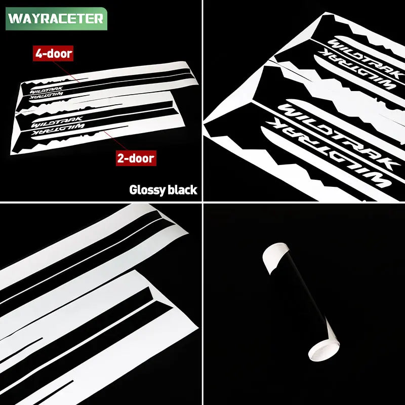 Carbon Fiber Door Side Stripe Decal for Ford Bronco 2-Door & 4-Door (2021–2024) | Wildtrak Vinyl 2-Piece Kit