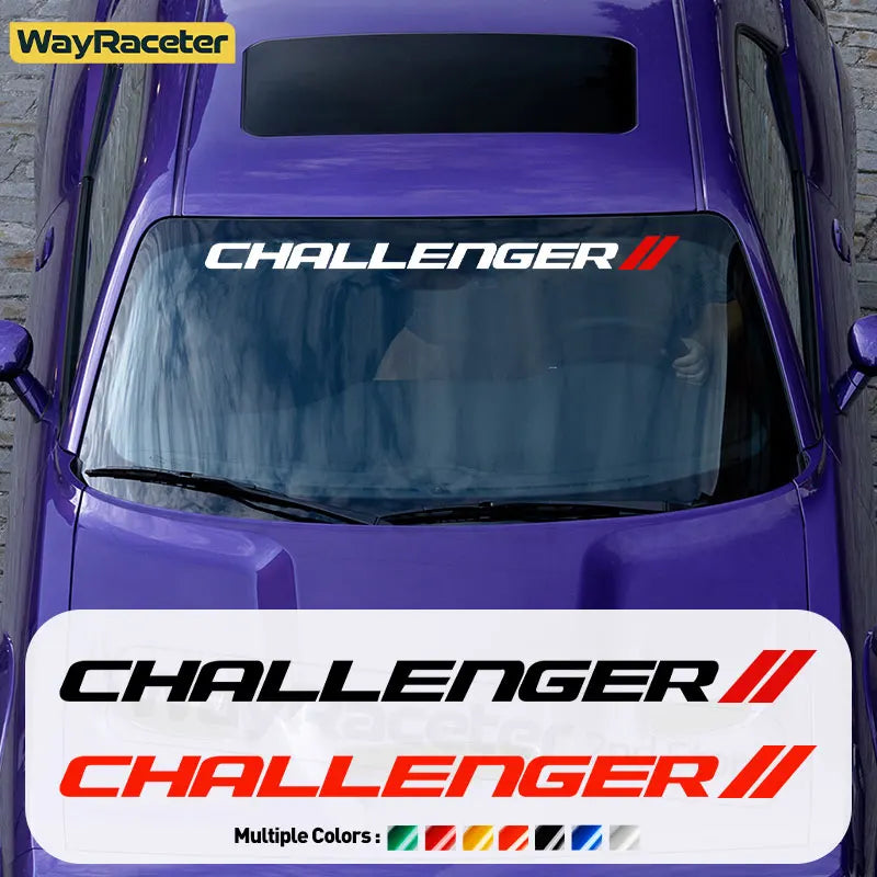 Dodge Challenger Reflective Front Windshield Vinyl Decal – Windscreen Sticker | Hellcat, SRT, Demon | 12 Colors