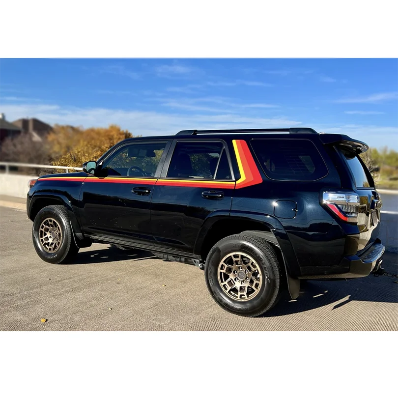 Retro Tri-Color Red & Orange Stripe Decal for Toyota 4Runner | Full Body Side Vinyl Graphics Kit