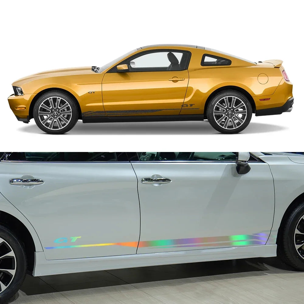 Door Side Graphic Stripe Decal for Ford Mustang GT 350 / 500 / GT4 / GT5 | Color Change Vinyl