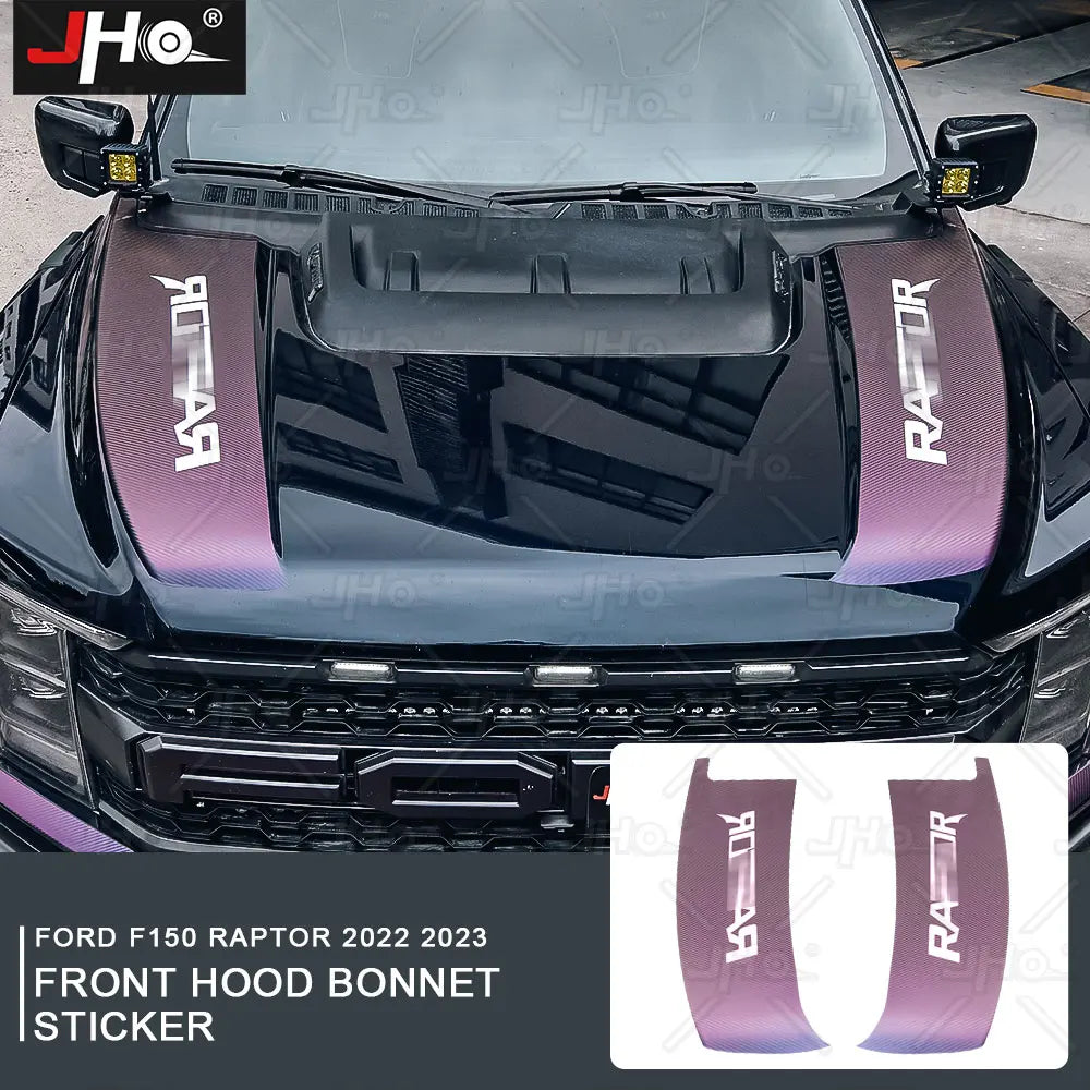 JHO Carbon Grain Front Bonnet & Side Hood Stripe for Ford F-150 Raptor | Engine Vinyl