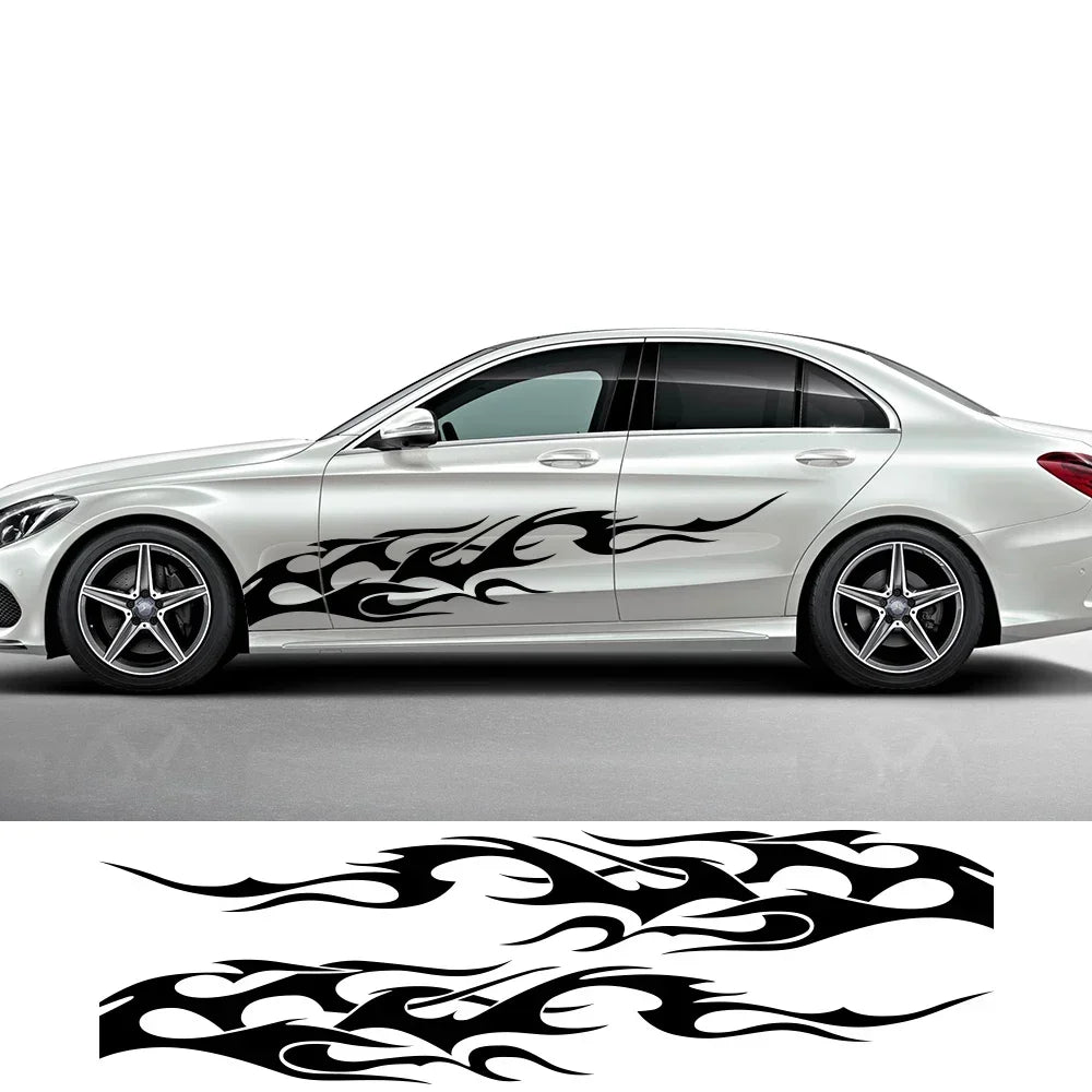 Flame Graphics Side Body Sticker | 2-Piece Universal Vinyl Sports Racing Decal