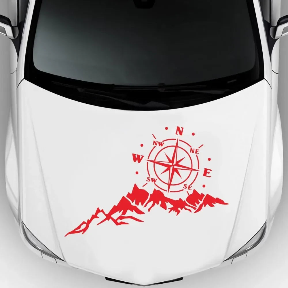 Mountain Adventurers Compass Graphic Decal | 2-Piece Vinyl Sticker for RV, Camper, Truck & Car