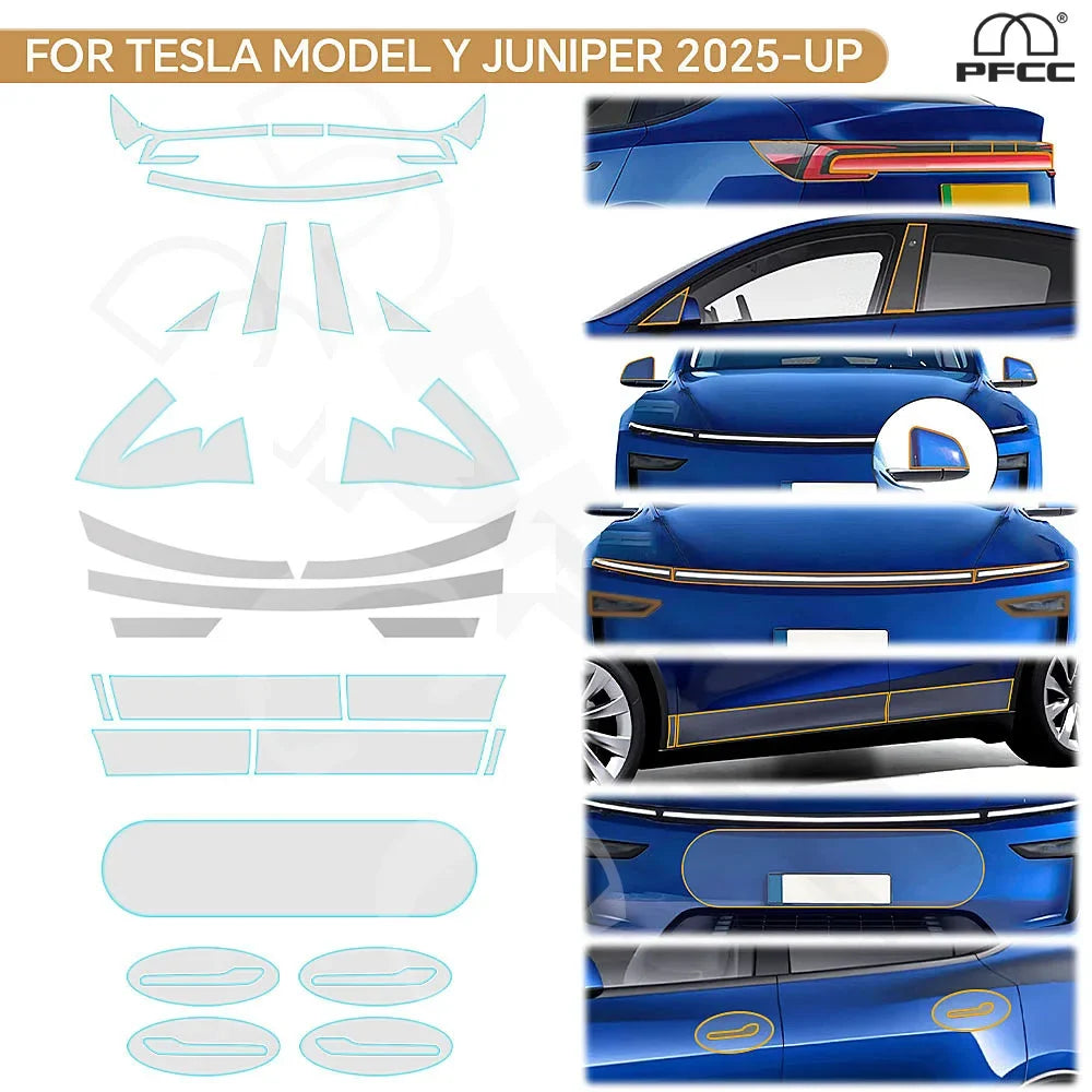 Precut PPF for Tesla Model Y Juniper (2025–2026) | TPU Headlight, Mirror, Pillar & Bumper Protection