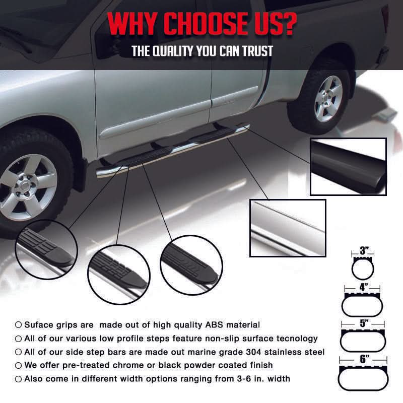 For 04-20 Nissan Titan King Cab 3in Steel Side Steps Running Boards