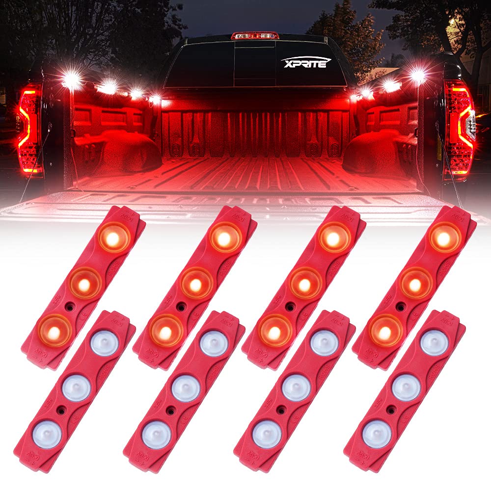Xprite 8 LED Rock Light Pods Truck Bed Lighting Kit with Switch