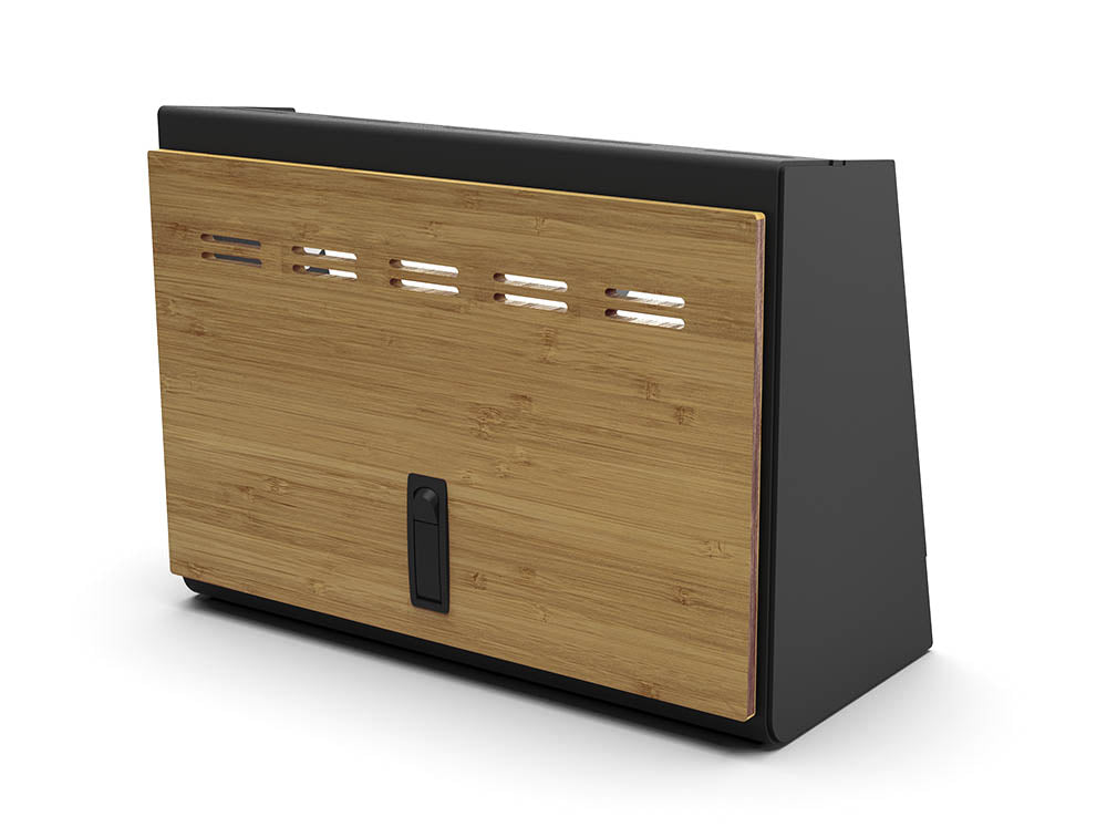20" Shallow Upper Cabinet - Black - Bamboo Door