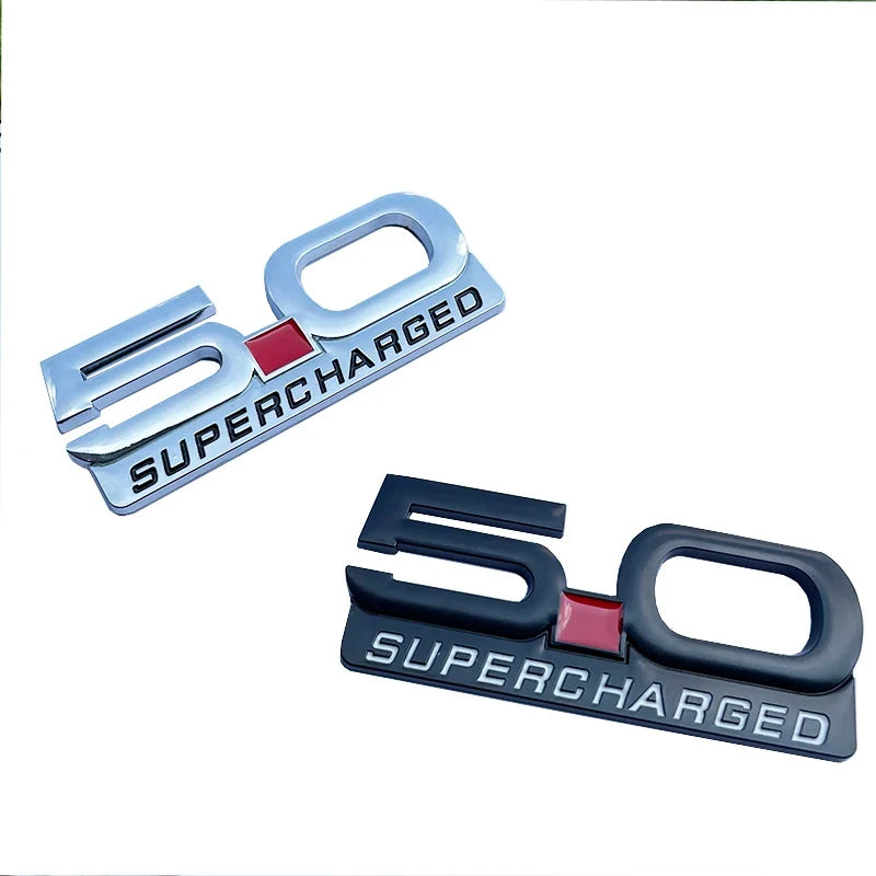 3D Metal 5.0 Supercharged Fender & Trunk Badge | Ford Mustang Styling Emblem