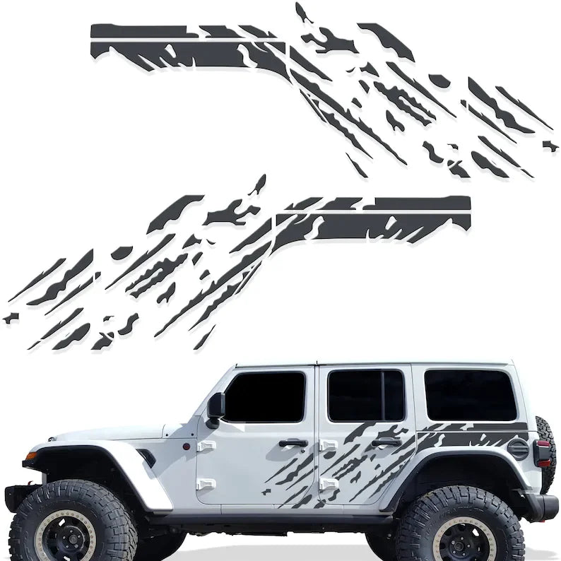 Jeep Wrangler JL 4-Door "Splash" Side Graphics Kit – 3M Vinyl Decal Wrap | 2018–2021 | Both Sides | 5 Colors