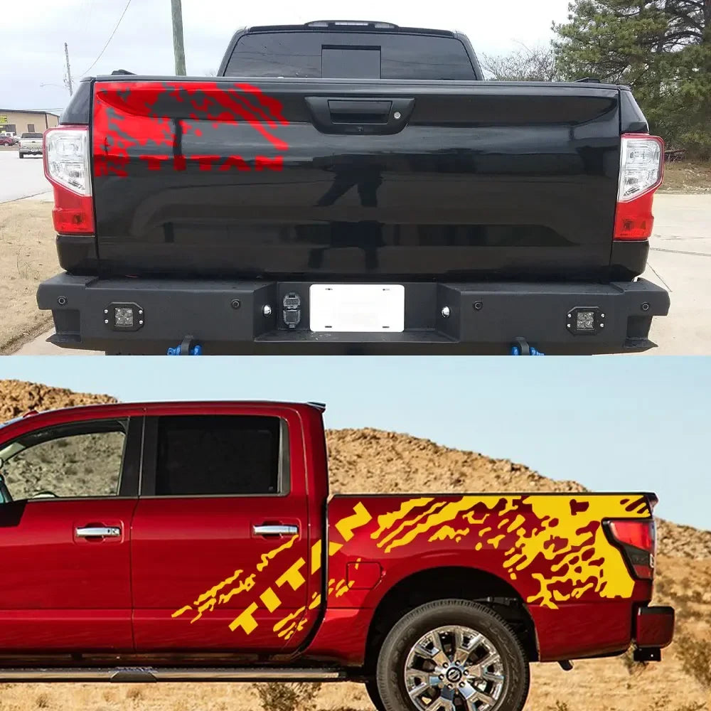 Splash Grunge Body Side Decal for Nissan Titan S / SL / SV / Platinum | 3-Piece Vinyl Truck Graphics