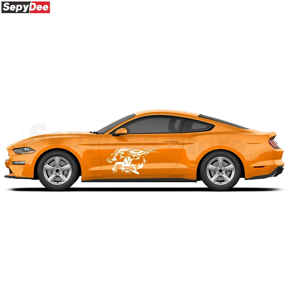 Running Horse Side & Rear Fender Decal | 2-Piece Vinyl for Mustang, Challenger, Porsche & Ford