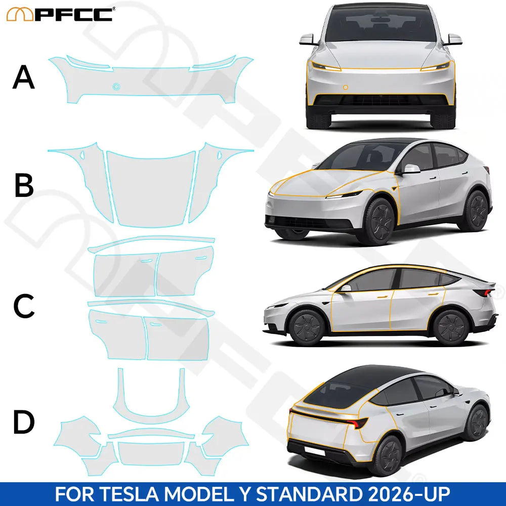 Precut PPF for Tesla Model Y Standard (2026+) | TPU Paint Protection Film Clear Bra