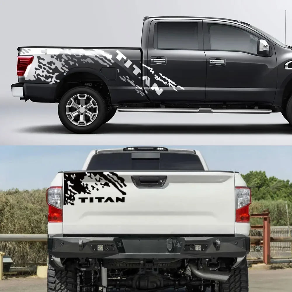 Splash Grunge Body Side Decal for Nissan Titan S / SL / SV / Platinum | 3-Piece Vinyl Truck Graphics