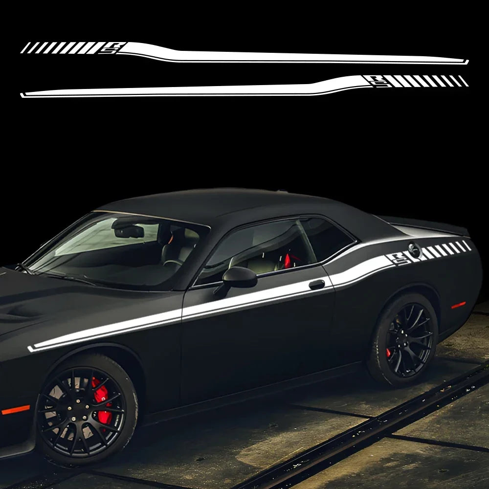 Dodge Challenger Full-Length Waistline Accent Stripe Decal Kit (2 Pcs) – Body Side Vinyl Graphic | 2008–2023 RS | 8 Finishes