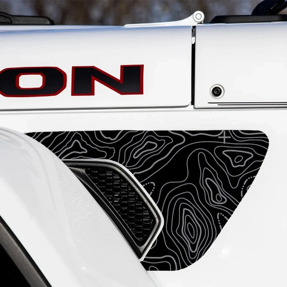 Jeep Wrangler JL / JLU & Gladiator JT Topographic Fender Vent Decal – PVC Vinyl Sticker (2018–2026)