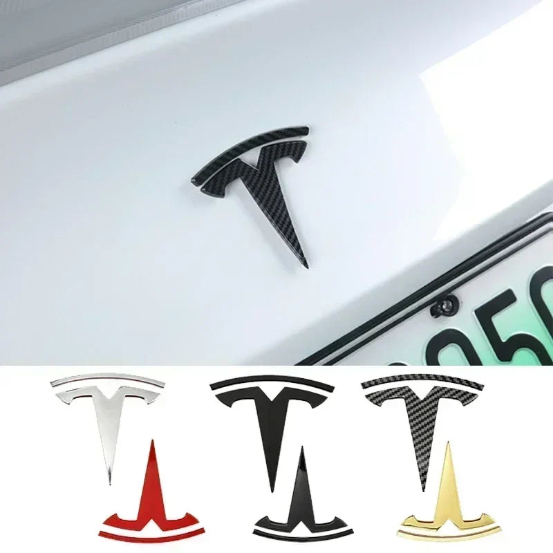 Zinc Alloy Front Hood Logo Sticker for Tesla Model 3 / Model Y | Auto Body Styling Emblem