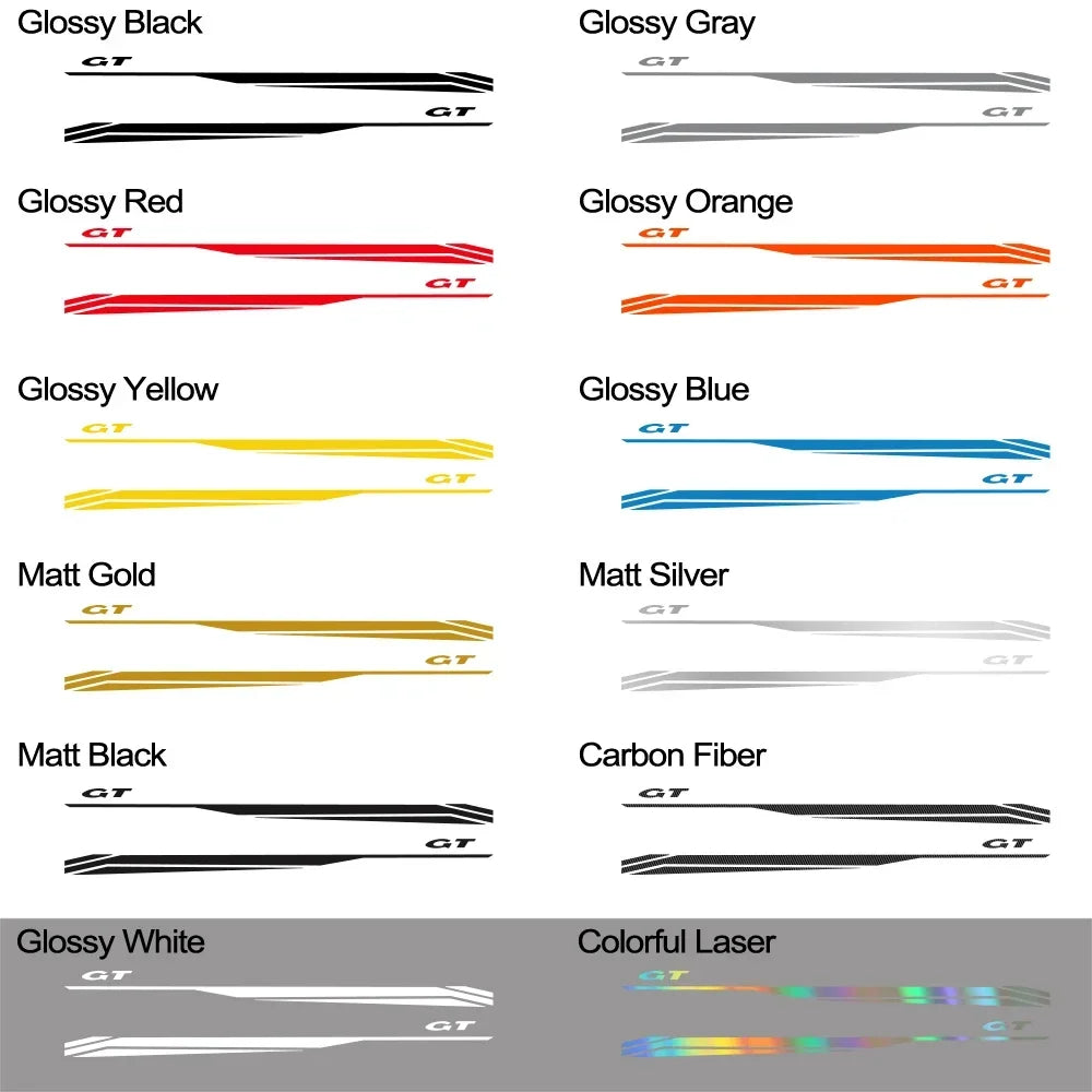 Door Side Graphic Stripe Decal for Ford Mustang GT 350 / 500 / GT4 / GT5 | Color Change Vinyl