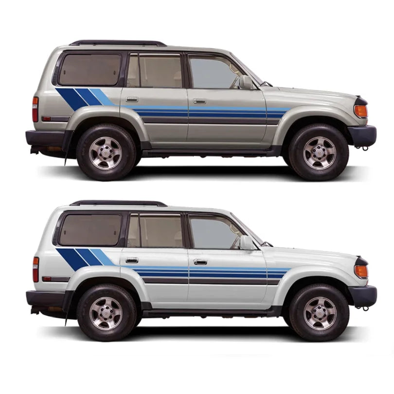 Tri-Color Waistline Stripe Decal for Toyota Land Cruiser 80 LC80 (1994–1997) | Blackout Vinyl Graphics