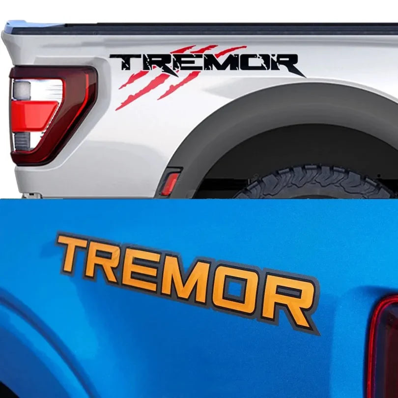 Off-Road Mountain Scratch Bedside Decal for Ford F-150 Tremor / Ranger / F-250 / F-350 | Orange Vinyl Pair