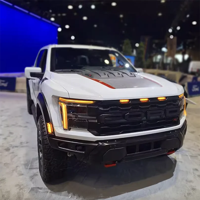 Sport R Bedside & Hood Stripe Decal Kit for Ford F-150 Raptor (2024) | Matte Black + Red Precut Vinyl