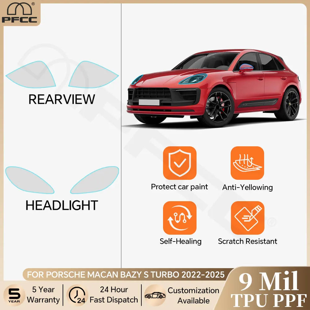 Precut PPF for Porsche Macan Base / S / Turbo (2022–2024) | TPU Headlight & Mirror Protection