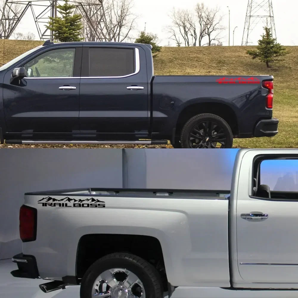 Mountain Body Side Decal for Chevrolet Silverado 1500 Trail Boss | 2-Piece Vinyl Trunk Sticker