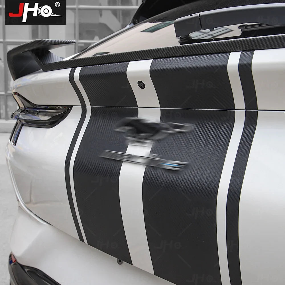 Ford Mustang Mach-E Hood & Body Stripe Decal Kit – 3D Carbon Fiber Vinyl (2021–2023)