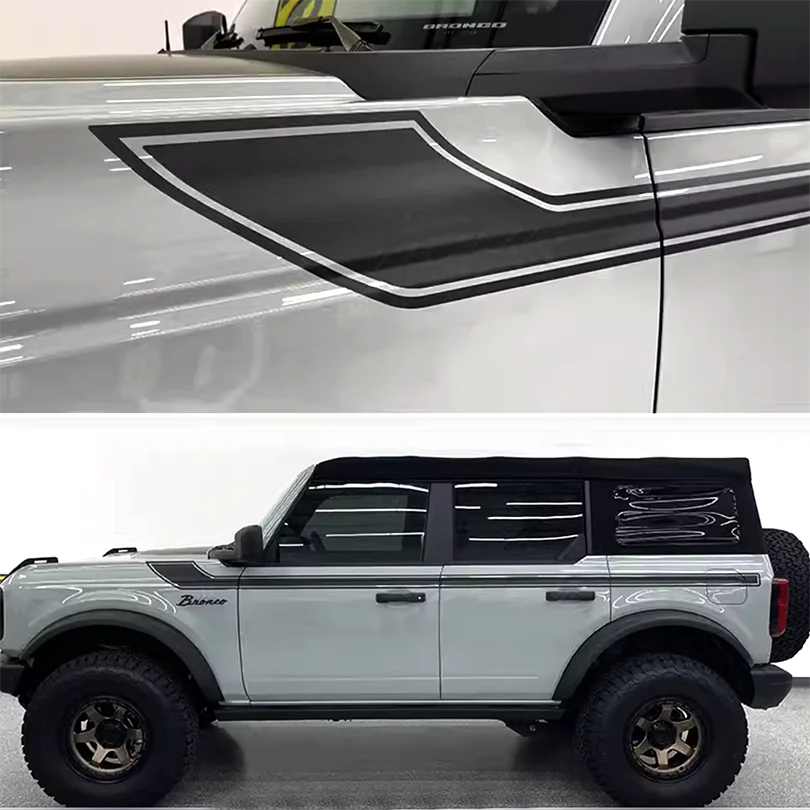 Matte Black Waistline Stripe Decal for Ford Bronco (2021–2023) | Body Line Vinyl Overlay