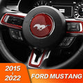 Carbon Fiber Steering Wheel Trim Sticker for Ford Mustang | 4-Piece Interior Set