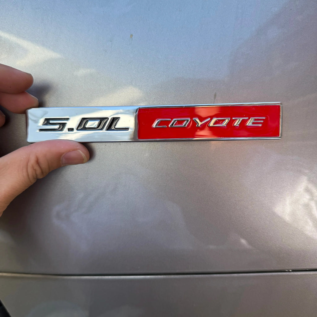 5.0L COYOTE Metal Badge | Trunk & Fender Emblem Sticker for Ford Mustang