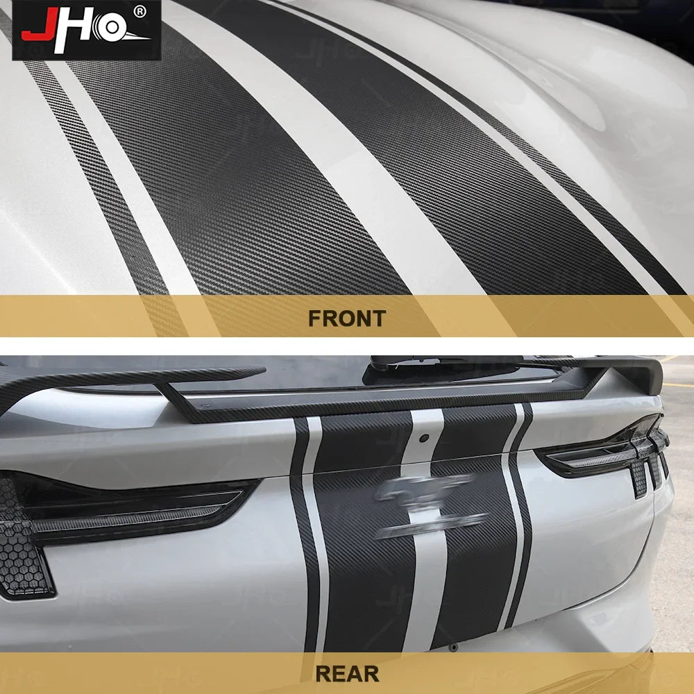 Ford Mustang Mach-E Hood & Body Stripe Decal Kit – 3D Carbon Fiber Vinyl (2021–2023)