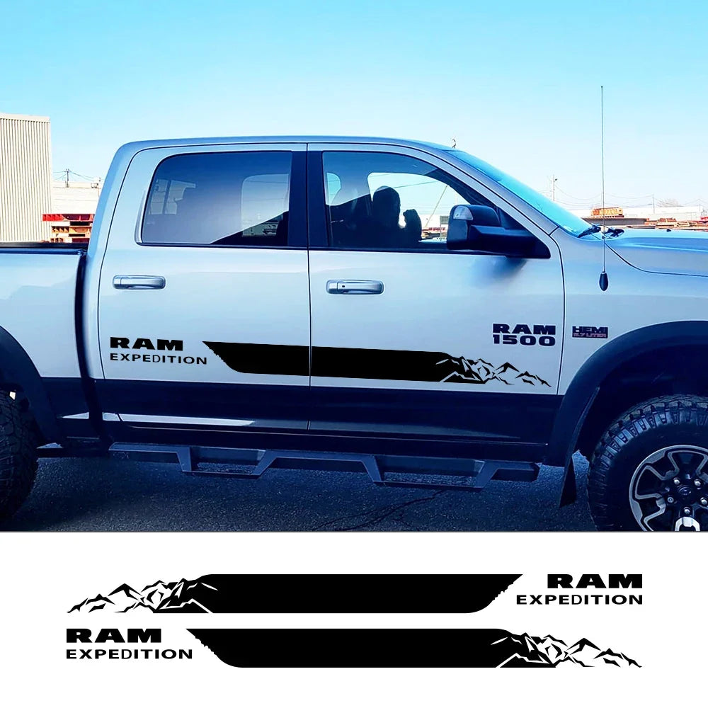 Mountain Expedition Door Side Decal for Dodge RAM 1500 Rebel | 2-Piece Vinyl Truck Graphic