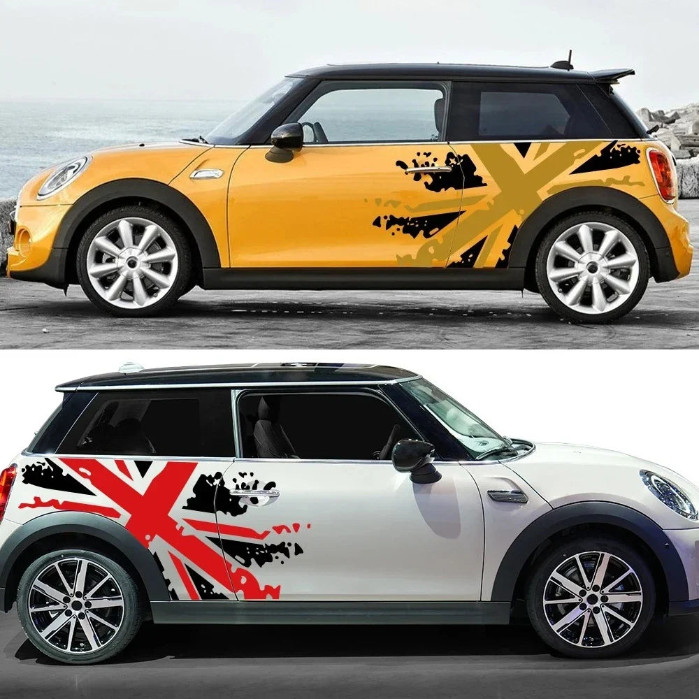 Union Jack Door Side Stripe Decal | 2-Piece British Flag Auto Body Vinyl Sticker