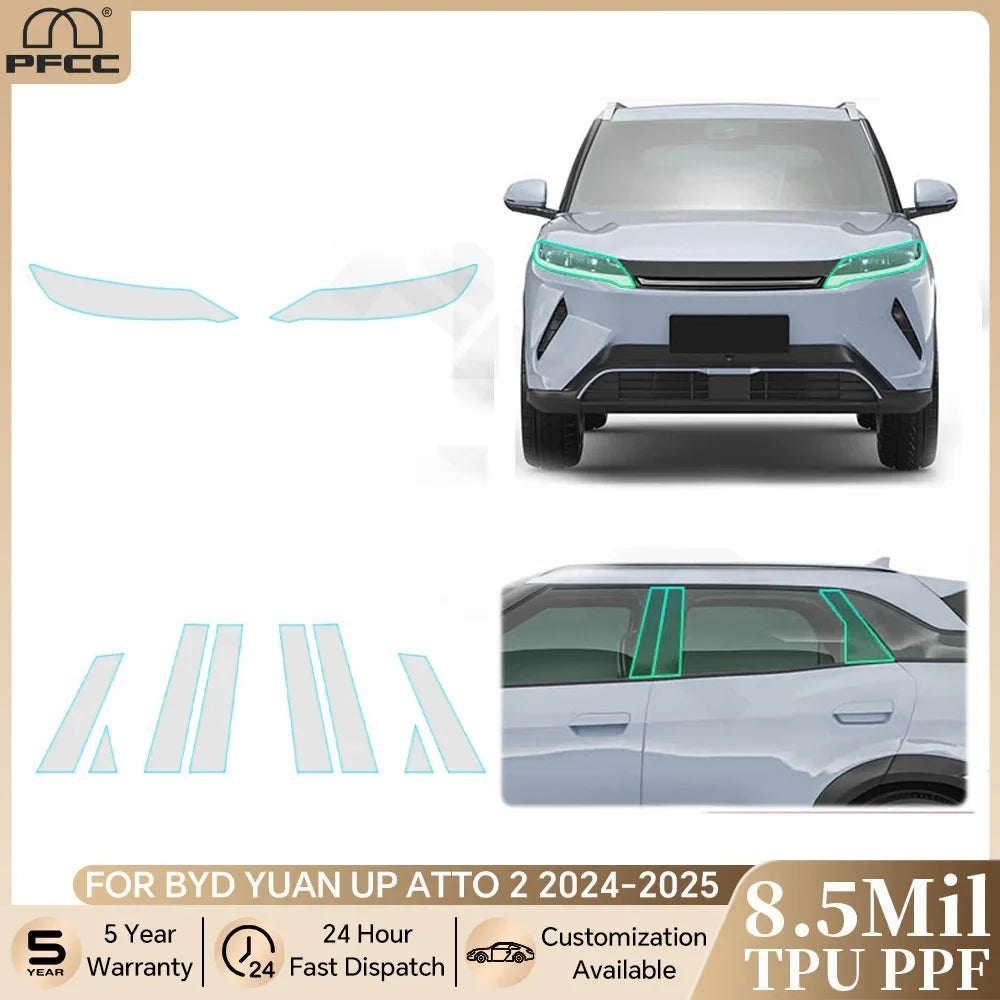 Precut PPF for BYD Yuan UP / Atto 2 (2024–2025) | TPU Headlight, Mirror & Pillar Protection