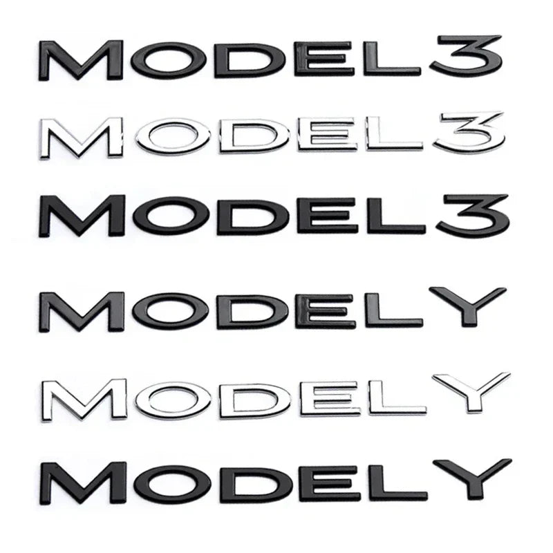 Original 3D ABS Letter Logo Emblem for Tesla Model 3 / Model Y | Rear Tailgate Trunk Badge