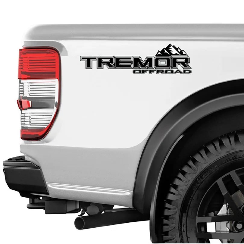 Off-Road Mountain Scratch Bedside Decal for Ford F-150 Tremor / Ranger / F-250 / F-350 | Orange Vinyl Pair