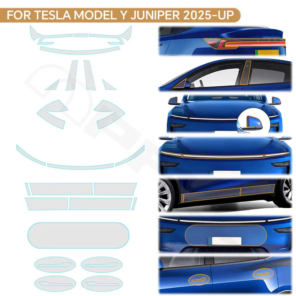Precut PPF for Tesla Model Y Juniper (2025–2026) | TPU Headlight, Door Handle, Mirror & Tail Light