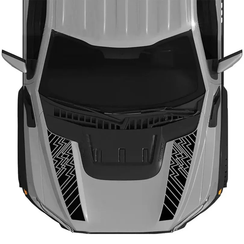 Custom Matte Black Engine Hood Stripe Kit | Front Graphics for Ford Raptor / Mustang