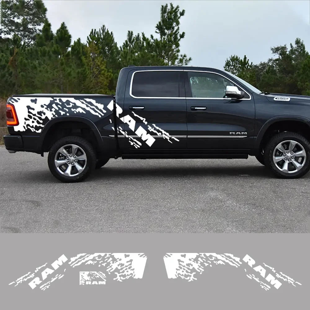 Splash Grunge Body Side Decal for Dodge RAM 1500 Rebel / RTX | 3-Piece Matte Vinyl Kit